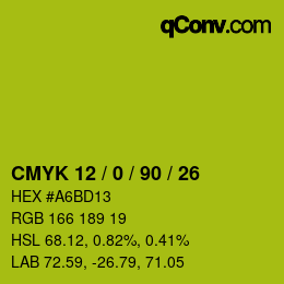 Color code: CMYK 12 / 0 / 90 / 26 | qconv.com