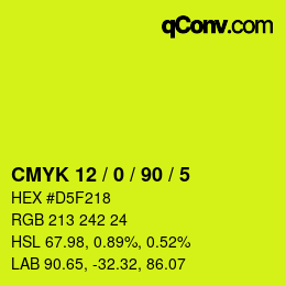 Color code: CMYK 12 / 0 / 90 / 5 | qconv.com