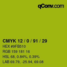 Color code: CMYK 12 / 0 / 91 / 29 | qconv.com