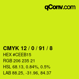 Color code: CMYK 12 / 0 / 91 / 8 | qconv.com