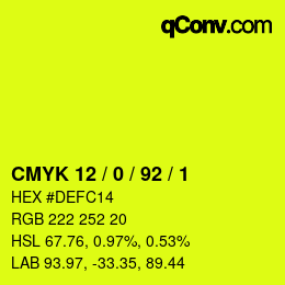 Color code: CMYK 12 / 0 / 92 / 1 | qconv.com