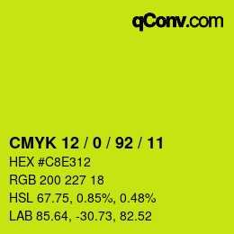 カラーコード: CMYK 12 / 0 / 92 / 11 | qconv.com