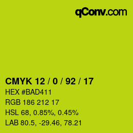 カラーコード: CMYK 12 / 0 / 92 / 17 | qconv.com
