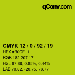 Color code: CMYK 12 / 0 / 92 / 19 | qconv.com