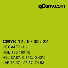 颜色代码: CMYK 12 / 0 / 92 / 22 | qconv.com