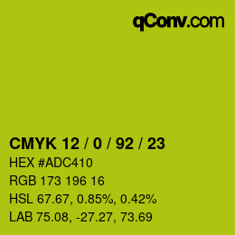 カラーコード: CMYK 12 / 0 / 92 / 23 | qconv.com
