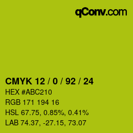 カラーコード: CMYK 12 / 0 / 92 / 24 | qconv.com
