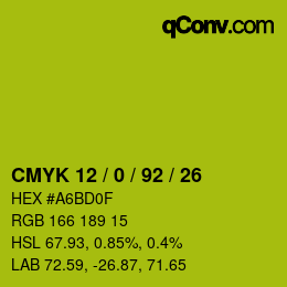 カラーコード: CMYK 12 / 0 / 92 / 26 | qconv.com