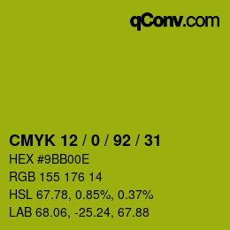 颜色代码: CMYK 12 / 0 / 92 / 31 | qconv.com