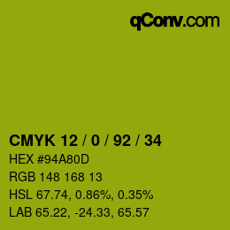 Color code: CMYK 12 / 0 / 92 / 34 | qconv.com