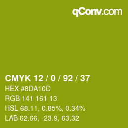 颜色代码: CMYK 12 / 0 / 92 / 37 | qconv.com