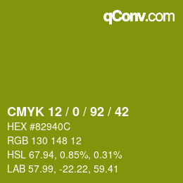 カラーコード: CMYK 12 / 0 / 92 / 42 | qconv.com