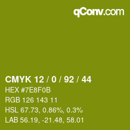 颜色代码: CMYK 12 / 0 / 92 / 44 | qconv.com