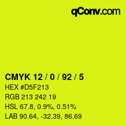 颜色代码: CMYK 12 / 0 / 92 / 5 | qconv.com