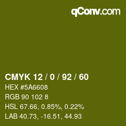 Color code: CMYK 12 / 0 / 92 / 60 | qconv.com
