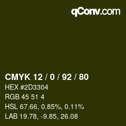 カラーコード: CMYK 12 / 0 / 92 / 80 | qconv.com