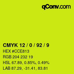 カラーコード: CMYK 12 / 0 / 92 / 9 | qconv.com