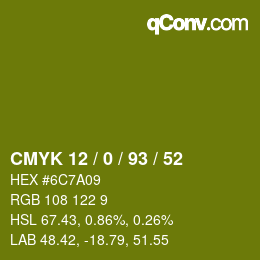 カラーコード: CMYK 12 / 0 / 93 / 52 | qconv.com