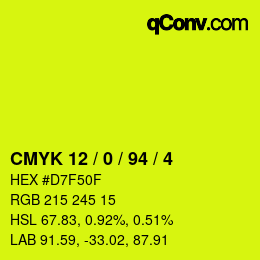 Color code: CMYK 12 / 0 / 94 / 4 | qconv.com