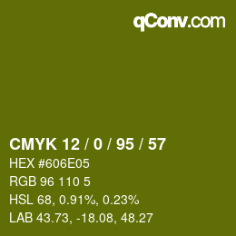 Color code: CMYK 12 / 0 / 95 / 57 | qconv.com