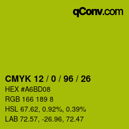 カラーコード: CMYK 12 / 0 / 96 / 26 | qconv.com