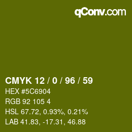 Color code: CMYK 12 / 0 / 96 / 59 | qconv.com