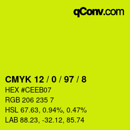 Color code: CMYK 12 / 0 / 97 / 8 | qconv.com