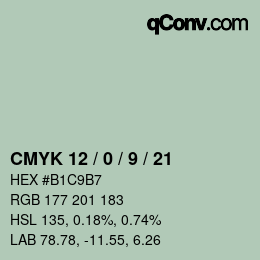 Color code: CMYK 12 / 0 / 9 / 21 | qconv.com