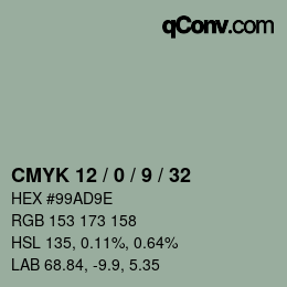 カラーコード: CMYK 12 / 0 / 9 / 32 | qconv.com