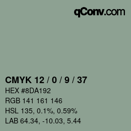 颜色代码: CMYK 12 / 0 / 9 / 37 | qconv.com