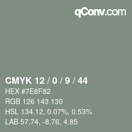 Color code: CMYK 12 / 0 / 9 / 44 | qconv.com