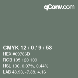 Color code: CMYK 12 / 0 / 9 / 53 | qconv.com