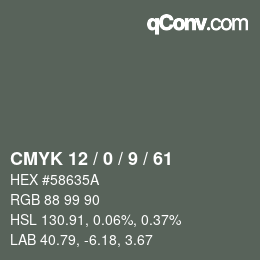 Color code: CMYK 12 / 0 / 9 / 61 | qconv.com