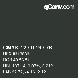 Color code: CMYK 12 / 0 / 9 / 78 | qconv.com