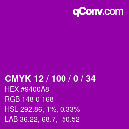 Color code: CMYK 12 / 100 / 0 / 34 | qconv.com