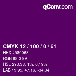 Color code: CMYK 12 / 100 / 0 / 61 | qconv.com