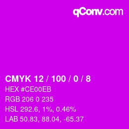 カラーコード: CMYK 12 / 100 / 0 / 8 | qconv.com