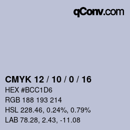 カラーコード: CMYK 12 / 10 / 0 / 16 | qconv.com