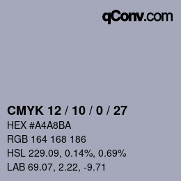 Color code: CMYK 12 / 10 / 0 / 27 | qconv.com