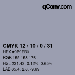 Código de color: CMYK 12 / 10 / 0 / 31 | qconv.com