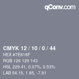 カラーコード: CMYK 12 / 10 / 0 / 44 | qconv.com