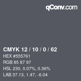 カラーコード: CMYK 12 / 10 / 0 / 62 | qconv.com
