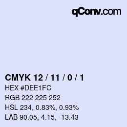 颜色代码: CMYK 12 / 11 / 0 / 1 | qconv.com
