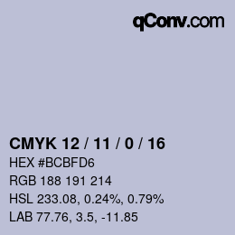 カラーコード: CMYK 12 / 11 / 0 / 16 | qconv.com
