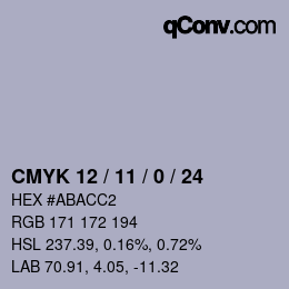 Color code: CMYK 12 / 11 / 0 / 24 | qconv.com