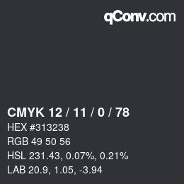 颜色代码: CMYK 12 / 11 / 0 / 78 | qconv.com