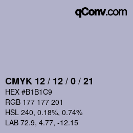 Color code: CMYK 12 / 12 / 0 / 21 | qconv.com