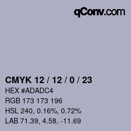 Color code: CMYK 12 / 12 / 0 / 23 | qconv.com