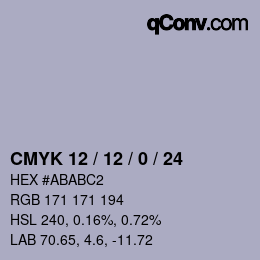 Código de color: CMYK 12 / 12 / 0 / 24 | qconv.com