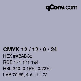 カラーコード: CMYK 12 / 12 / 0 / 24 | qconv.com